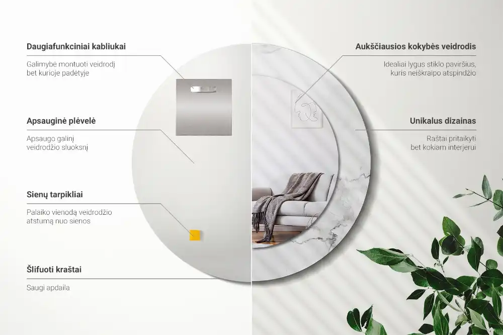 Runden spiegel Weißer Marmor