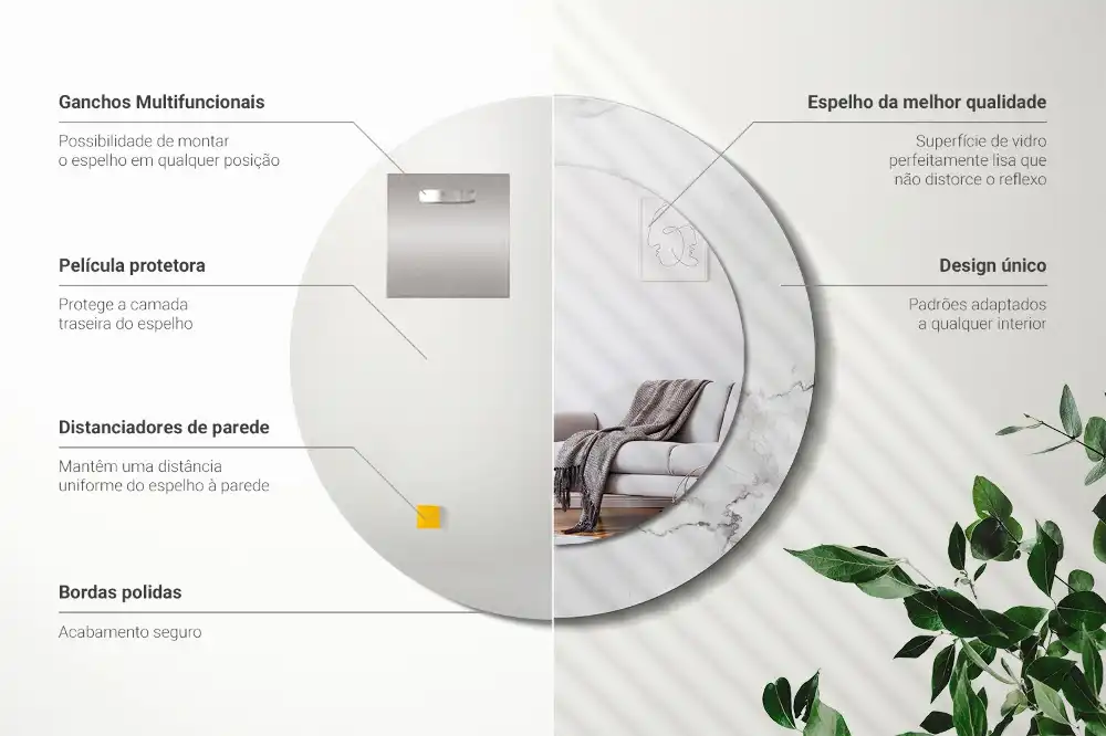 Runden spiegel Weißer Marmor