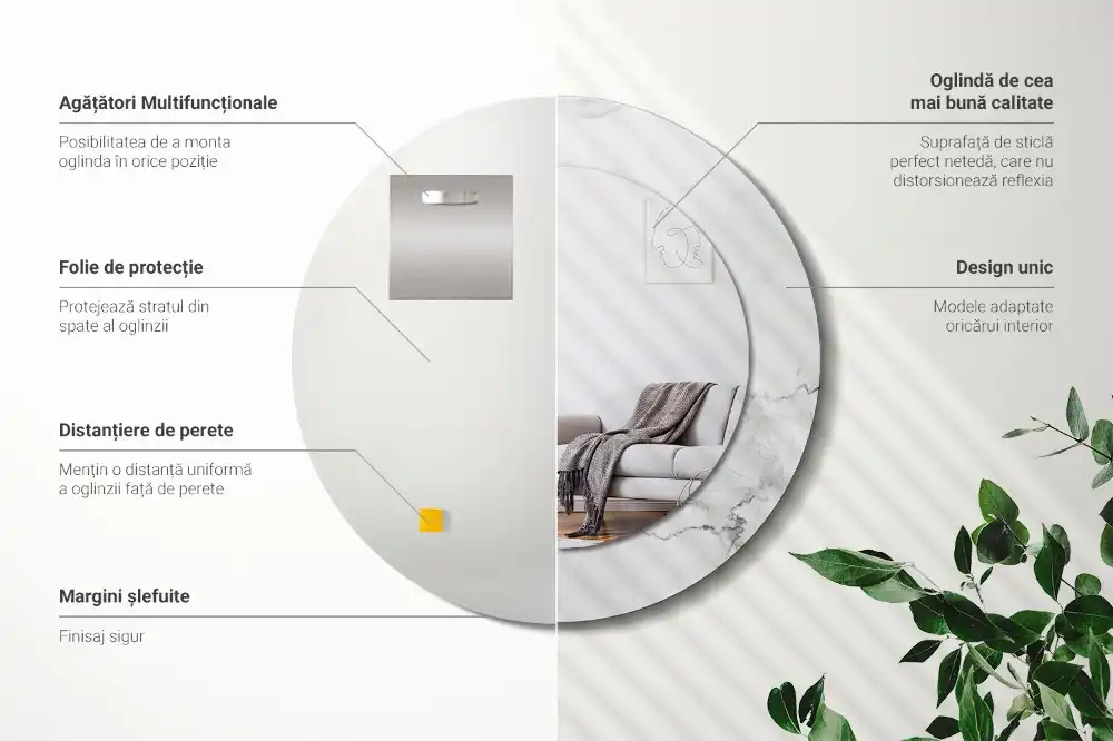 Runden spiegel Weißer Marmor