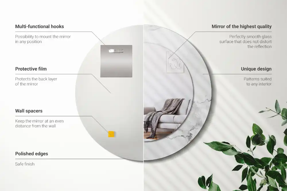 Runden spiegel Weißer Marmor