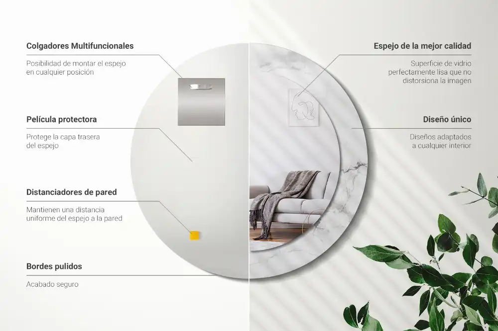 Runden spiegel Weißer Marmor