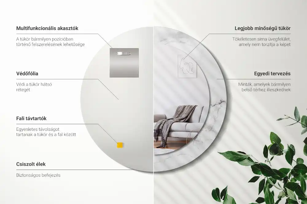 Runden spiegel Weißer Marmor