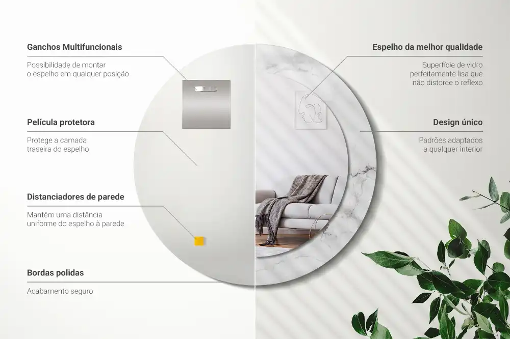 Runden spiegel Weißer Marmor