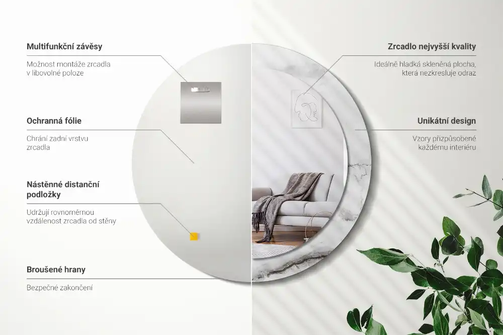 Runden spiegel Weißer Marmor