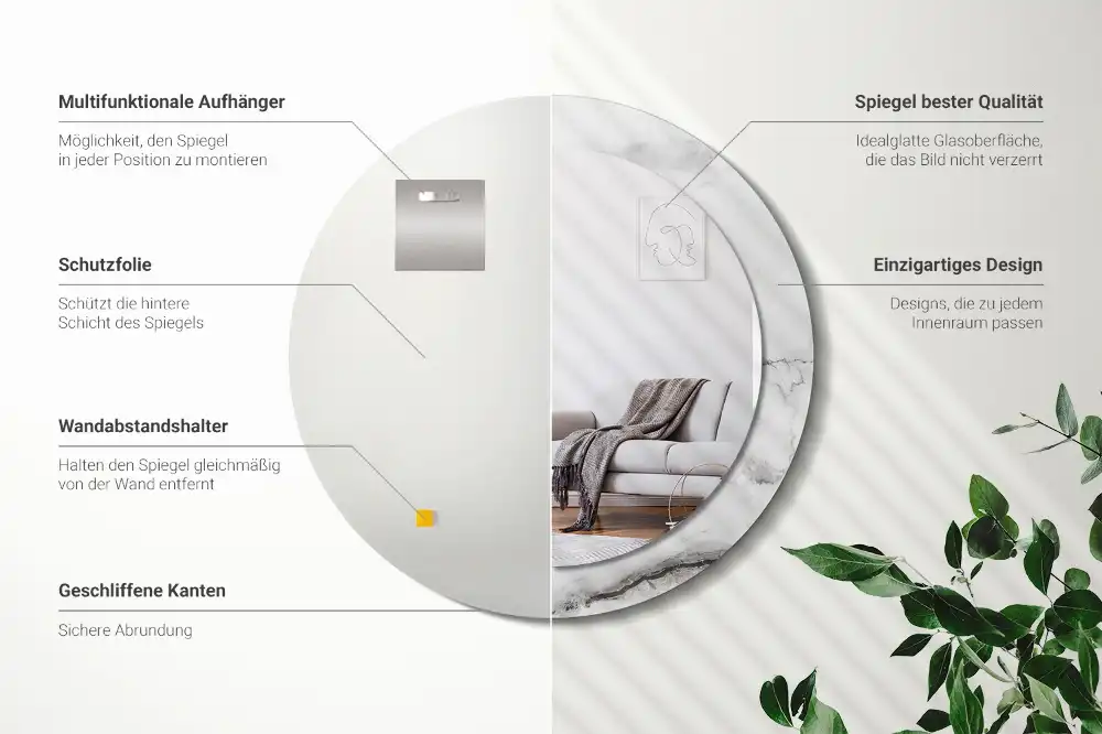 Runden spiegel Weißer Marmor