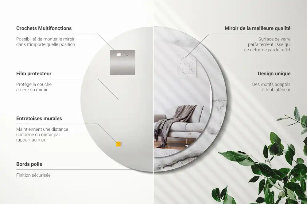 Runden spiegel Weißer Marmor