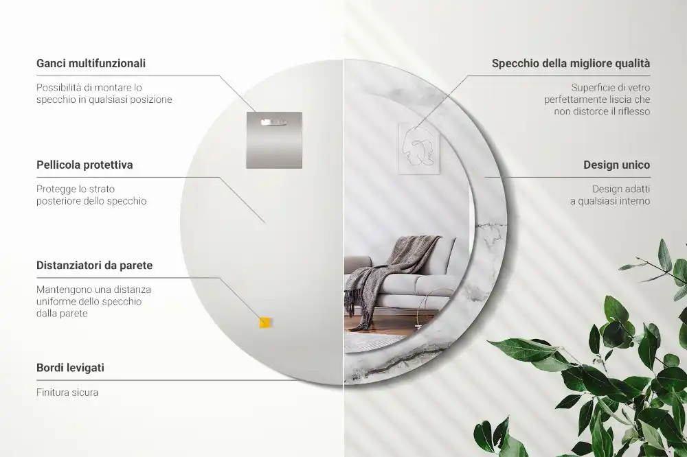 Runden spiegel Weißer Marmor