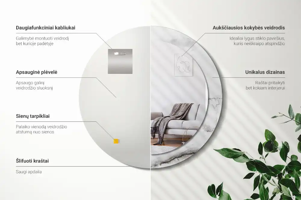 Runden spiegel Weißer Marmor