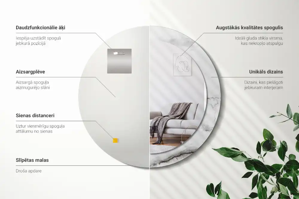 Runden spiegel Weißer Marmor