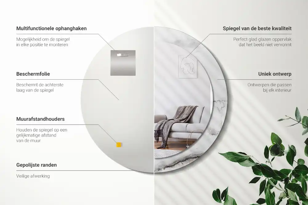 Runden spiegel Weißer Marmor