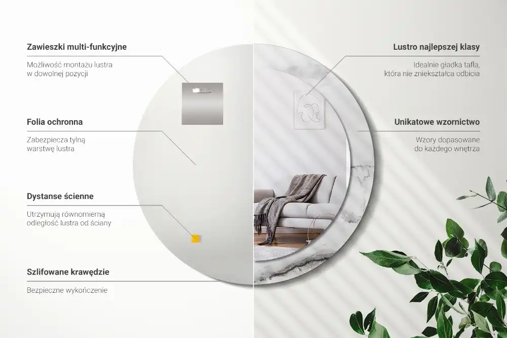 Runden spiegel Weißer Marmor