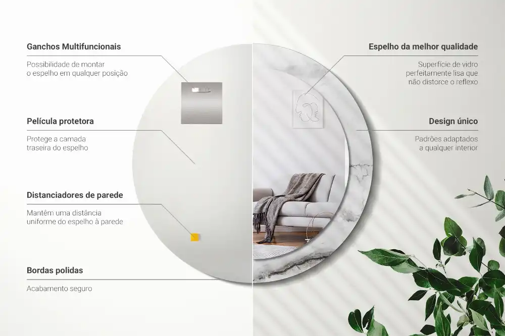 Runden spiegel Weißer Marmor