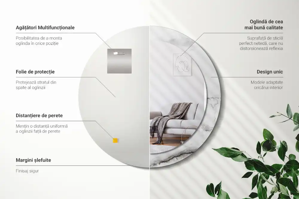 Runden spiegel Weißer Marmor