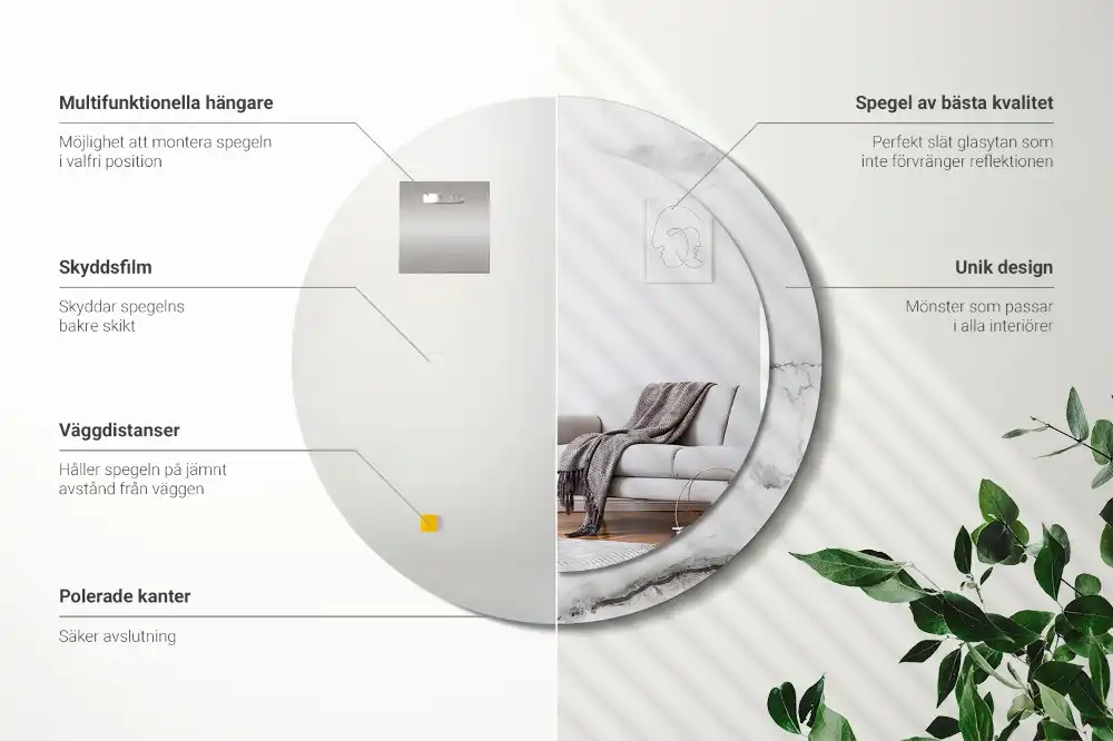 Runden spiegel Weißer Marmor