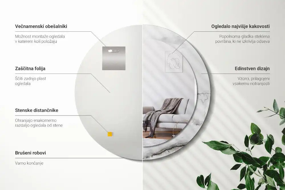 Runden spiegel Weißer Marmor