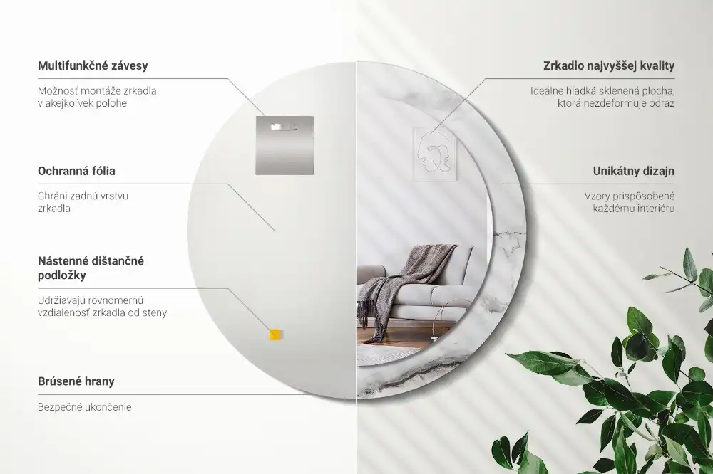 Runden spiegel Weißer Marmor