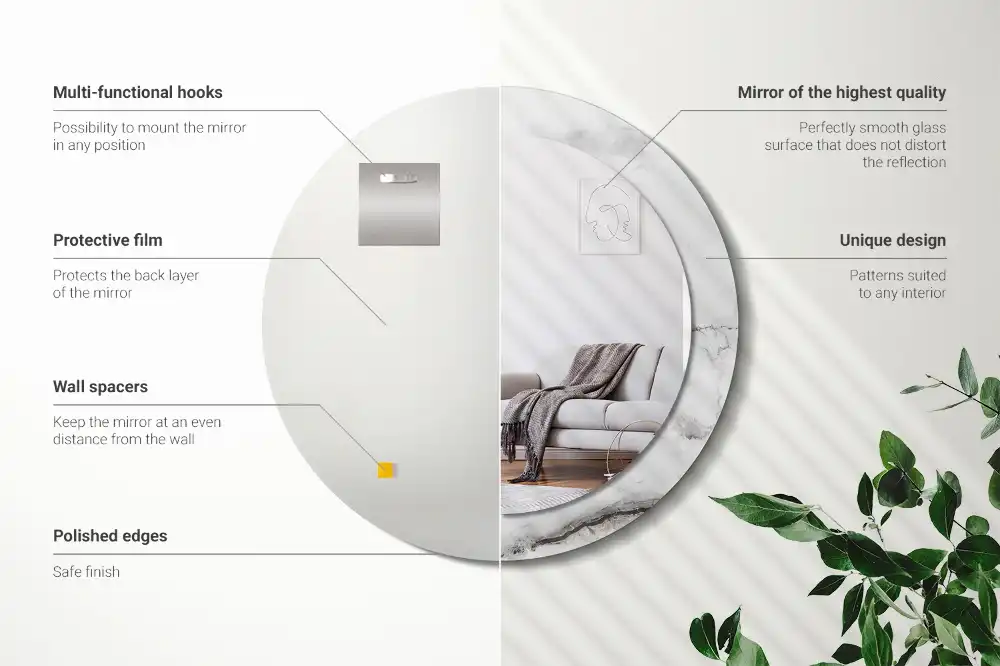 Runden spiegel Weißer Marmor