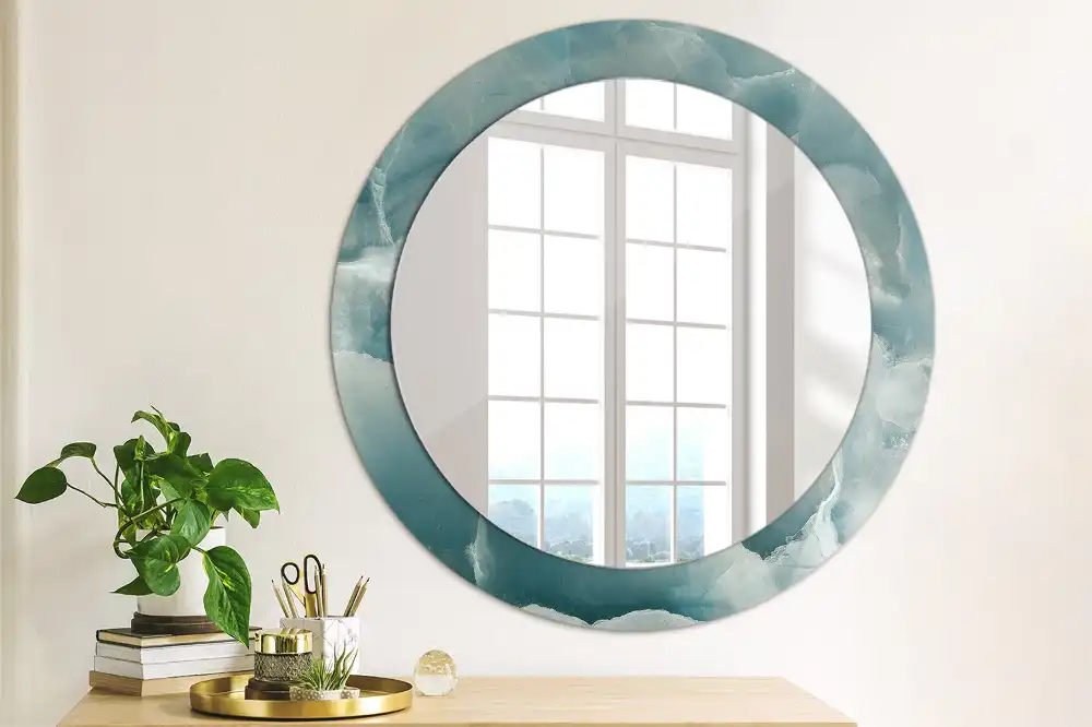 Runden spiegel Blauer Onyx-Marmor