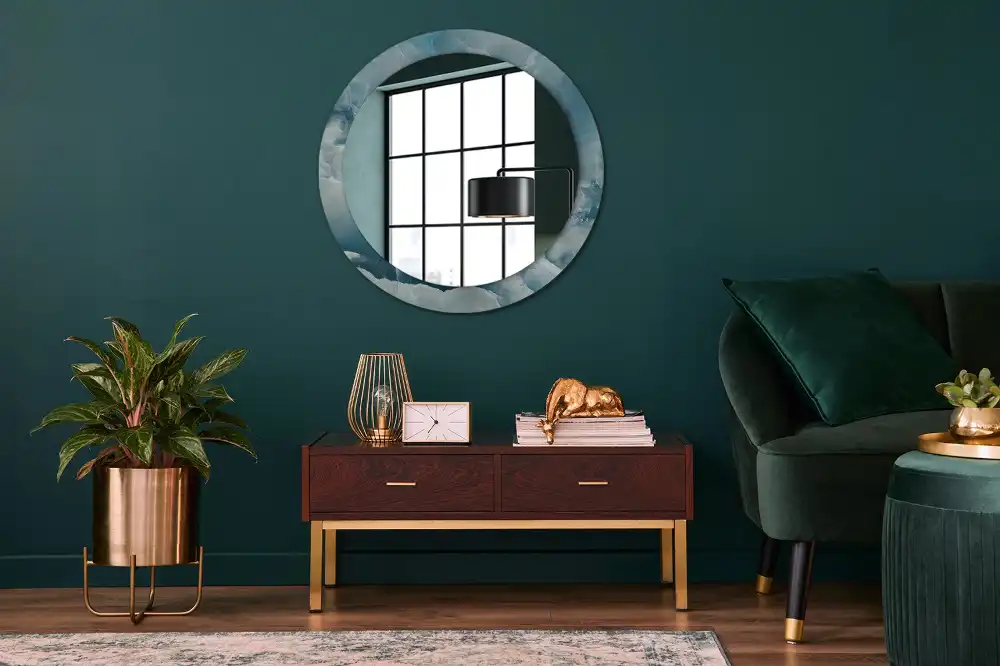 Runden spiegel Blauer Onyx-Marmor