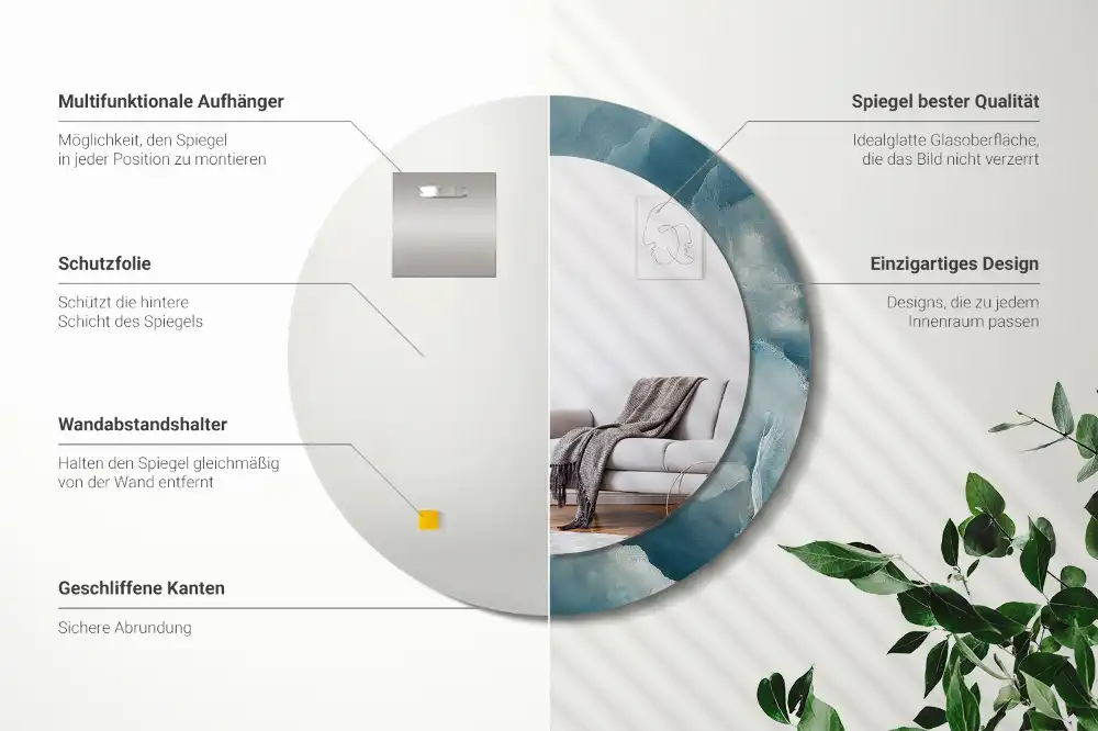 Runden spiegel Blauer Onyx-Marmor