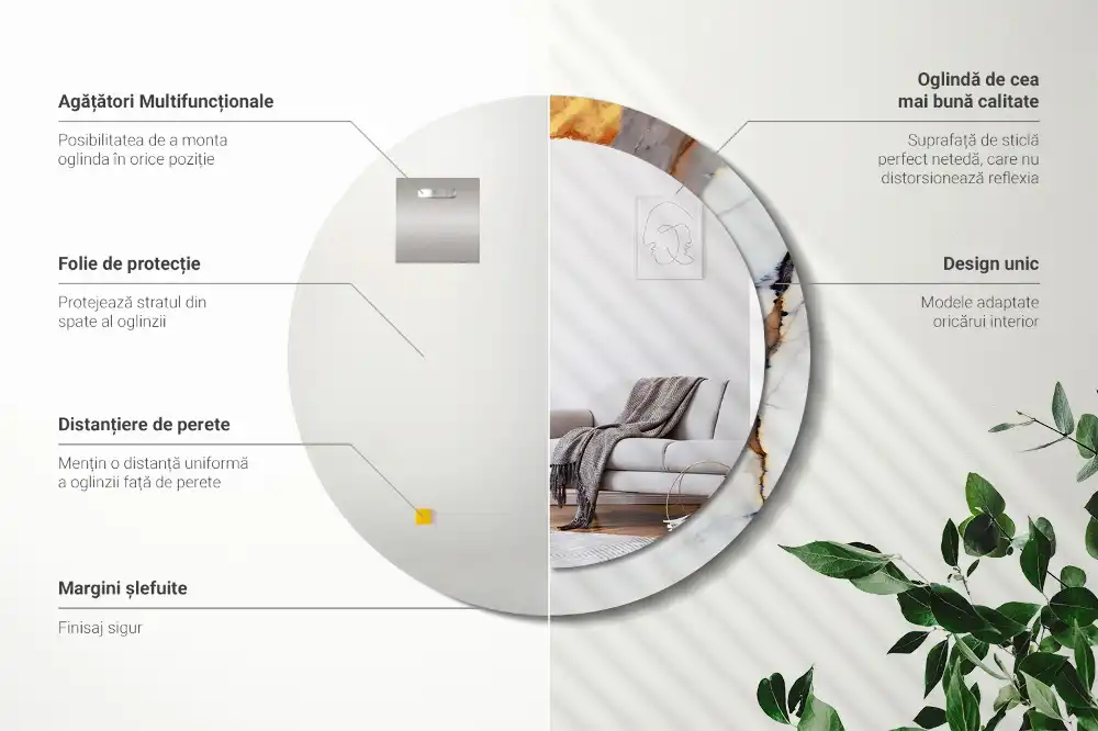 Runden spiegel Weißes Marmorchen