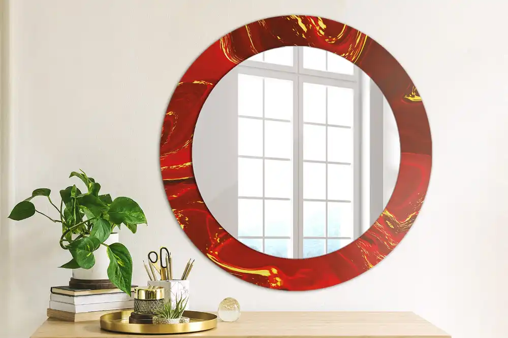 Runden spiegel Roter Marmor