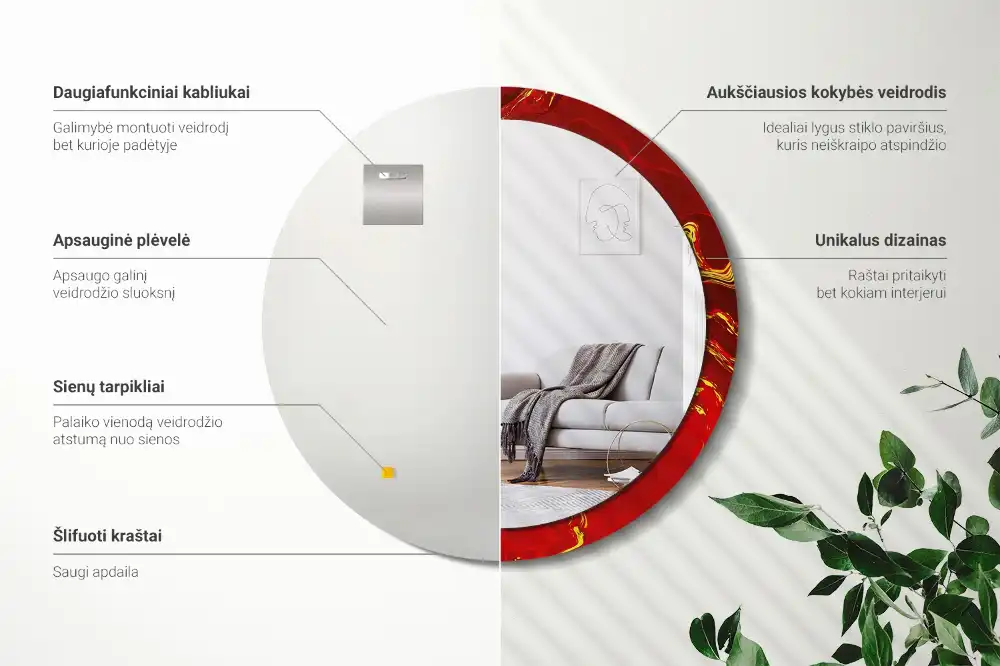 Runden spiegel Roter Marmor