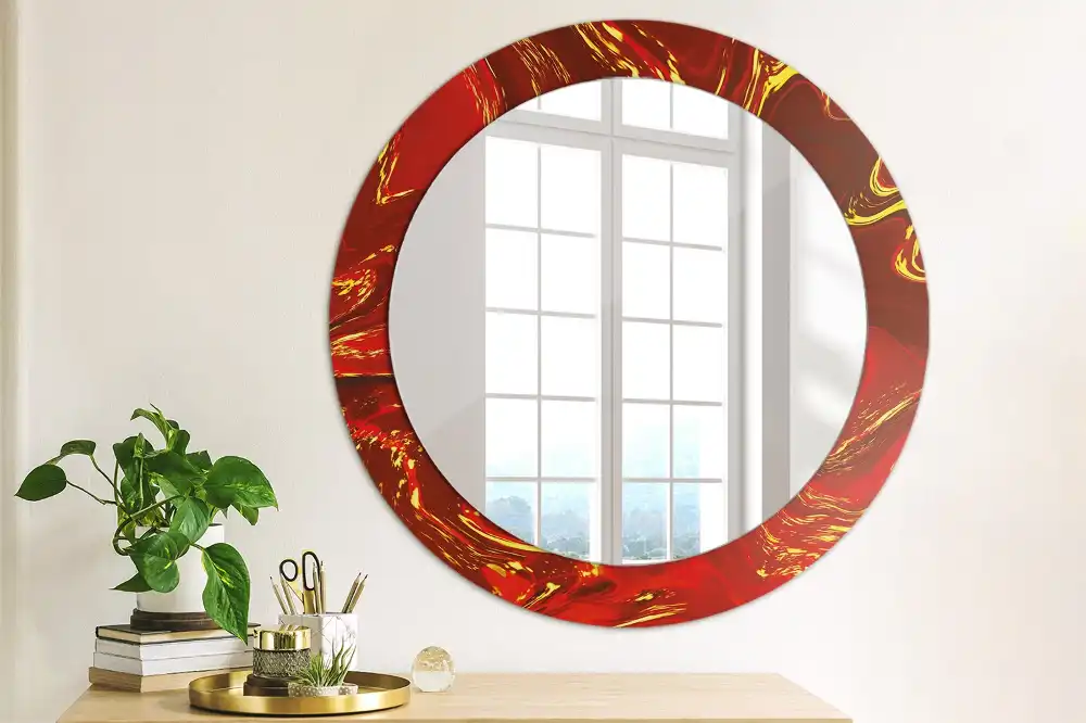 Runden spiegel Roter Marmor