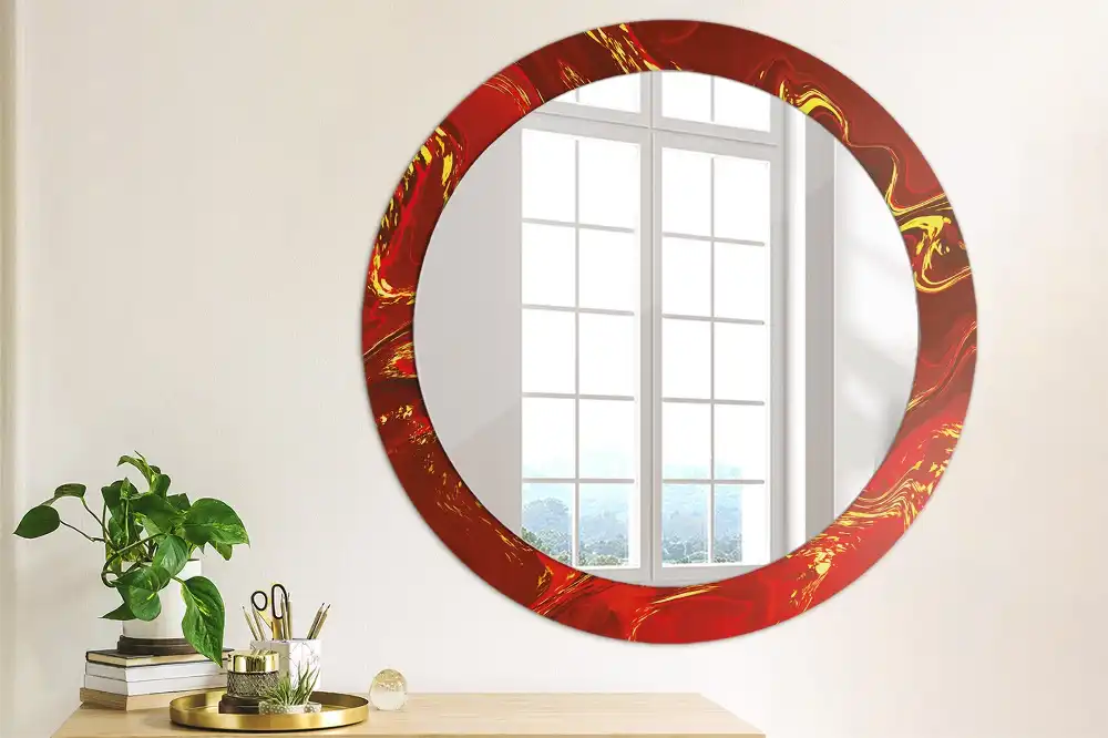 Runden spiegel Roter Marmor
