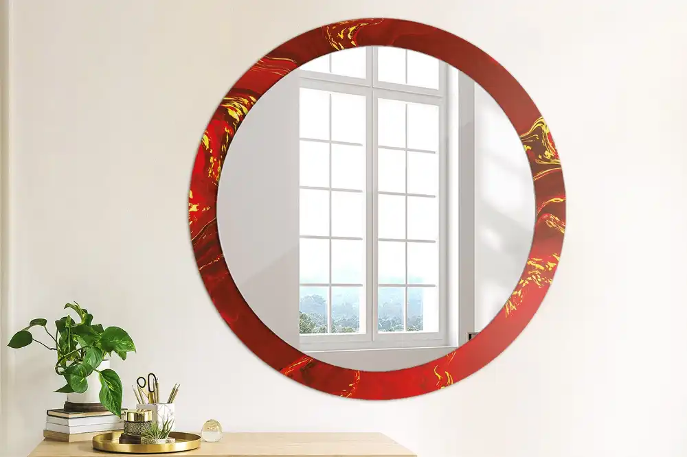 Runden spiegel Roter Marmor