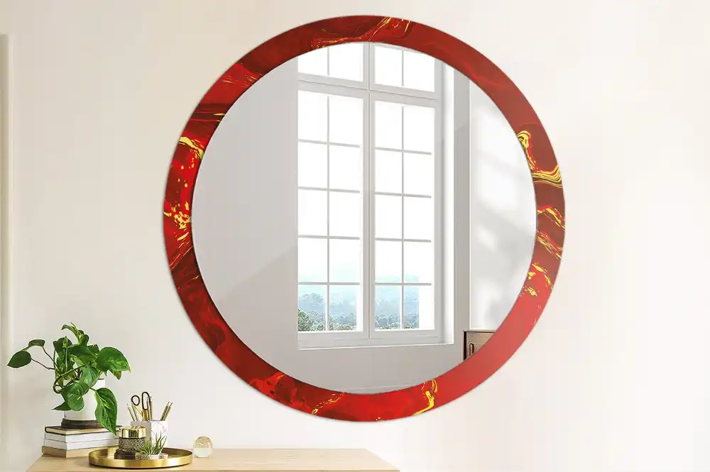 Runden spiegel Roter Marmor