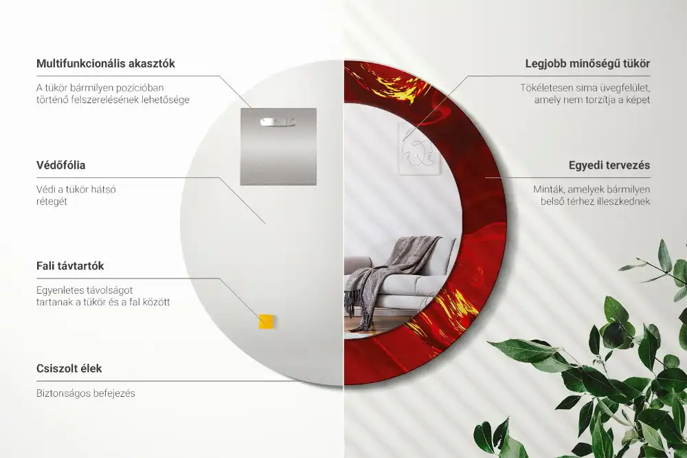 Runden spiegel Roter Marmor