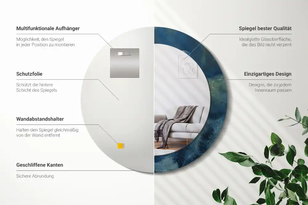 Spiegel rund Onyx-Marmor