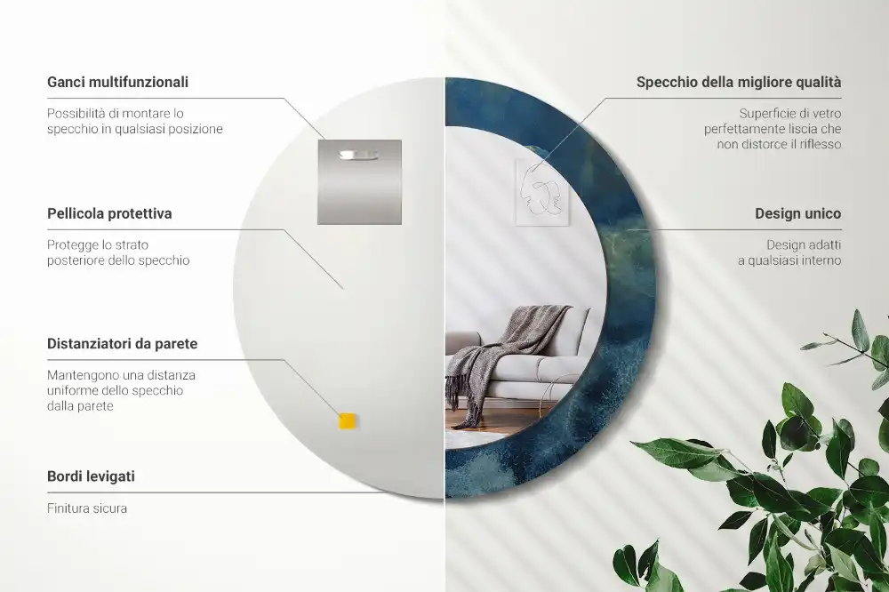 Spiegel rund Onyx-Marmor