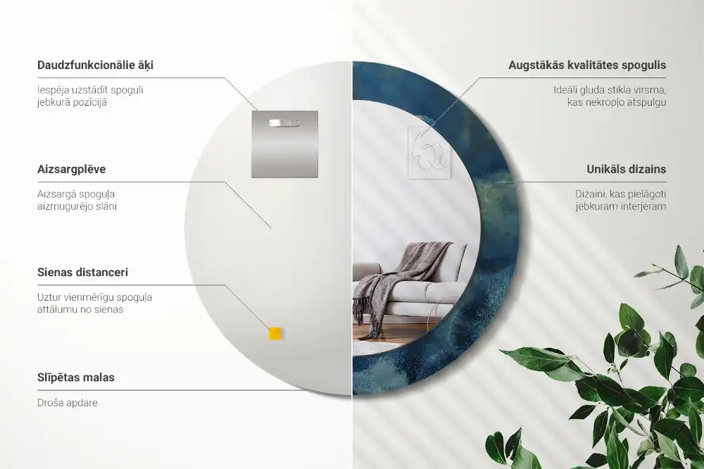 Spiegel rund Onyx-Marmor