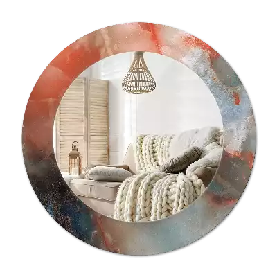 Spiegel mit bedrucktem Rahmen rund Onyx-Marmor