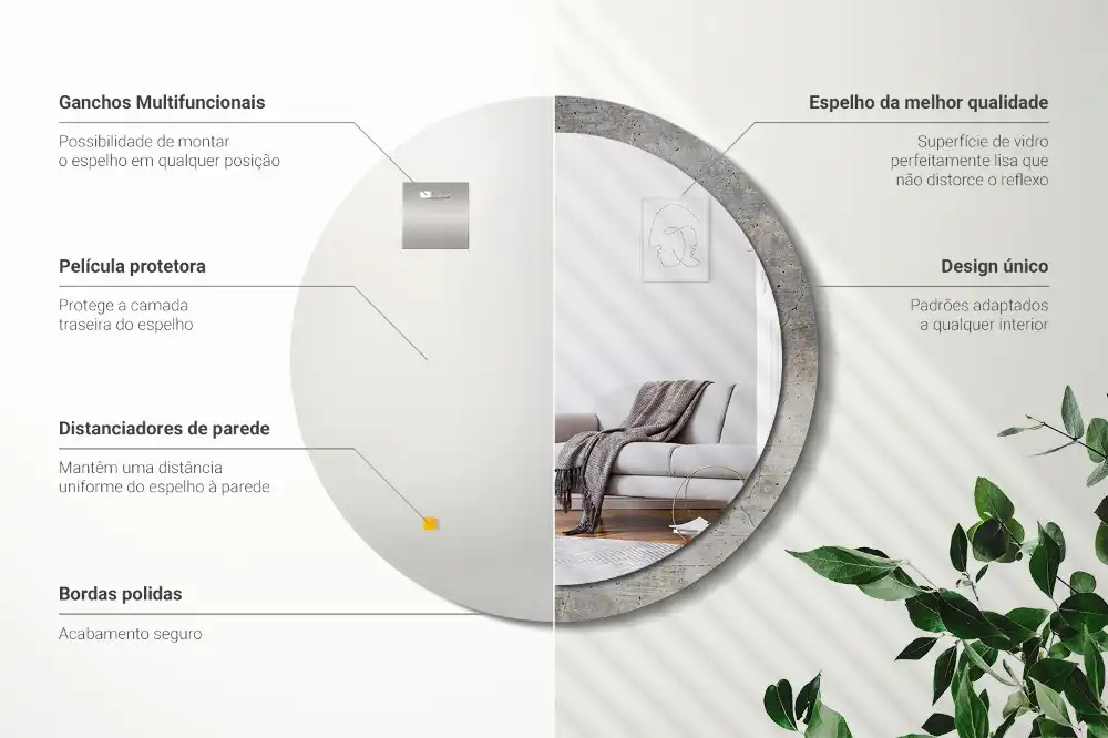 Runden spiegel Grauer Beton