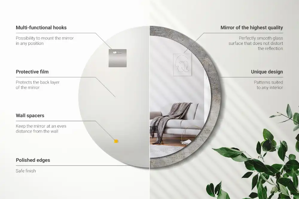 Runden spiegel Grauer Beton