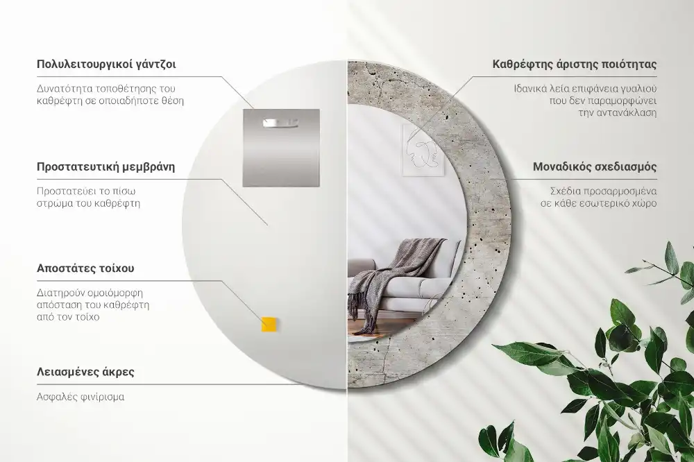 Runden spiegel Grauer Beton