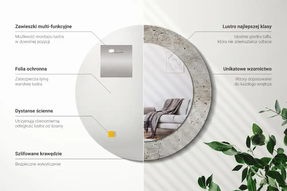 Runden spiegel Grauer Beton