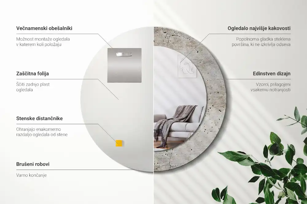 Runden spiegel Grauer Beton