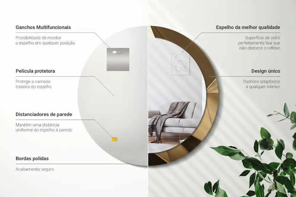 Spiegel mit bedrucktem Rahmen rund Moderne Abstraktion