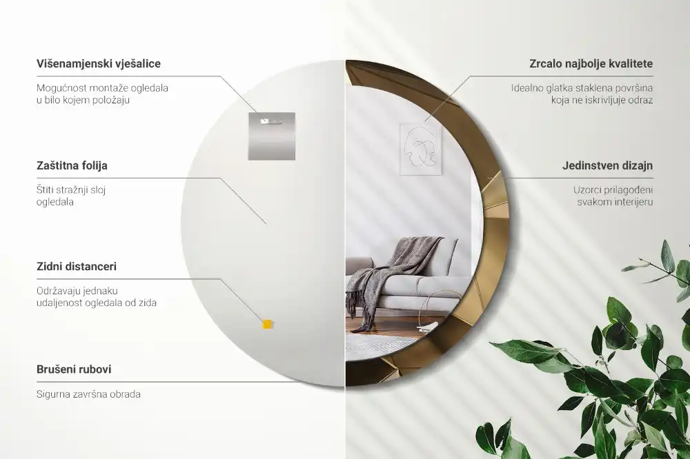 Spiegel mit bedrucktem Rahmen rund Moderne Abstraktion