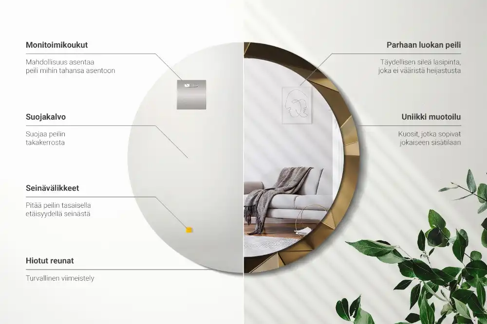 Spiegel mit bedrucktem Rahmen rund Moderne Abstraktion