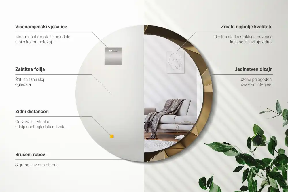 Spiegel mit bedrucktem Rahmen rund Moderne Abstraktion