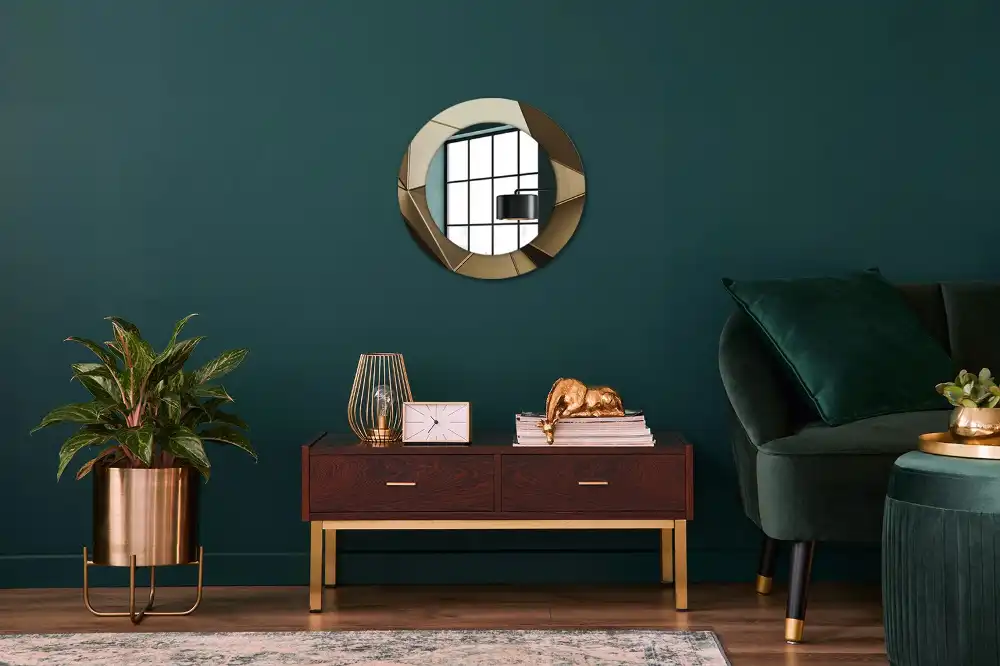 Spiegel mit bedrucktem Rahmen rund Moderne Abstraktion