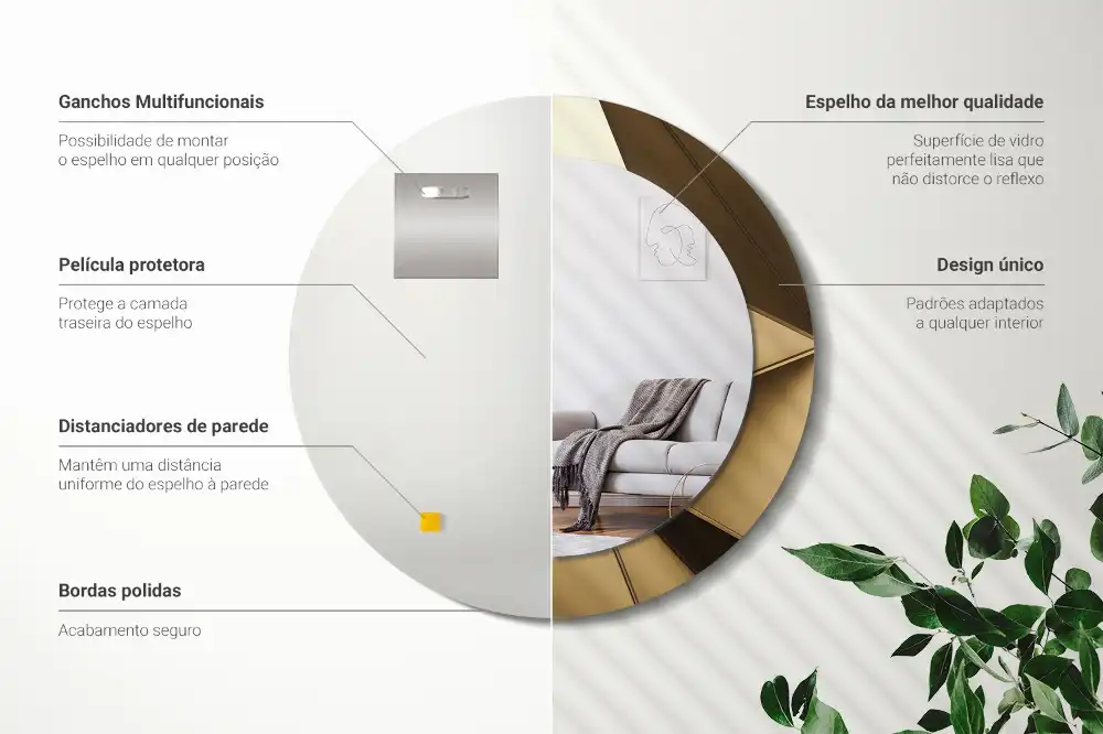 Spiegel mit bedrucktem Rahmen rund Moderne Abstraktion