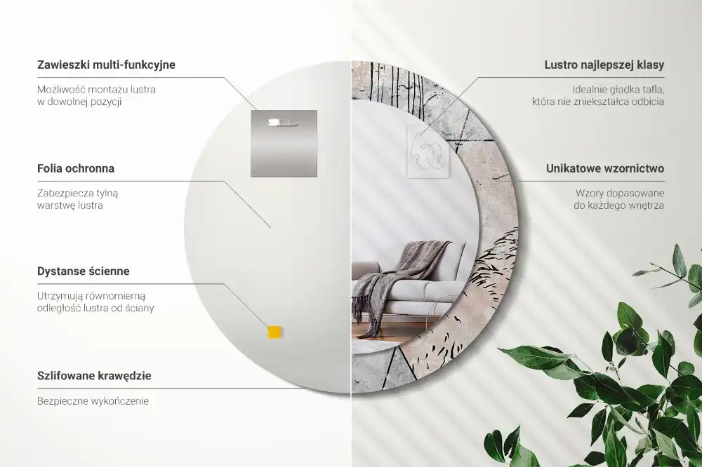 Spiegel rund Abstrakte Tiere