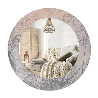 Spiegel mit bedrucktem Rahmen rund Tropische Blumen