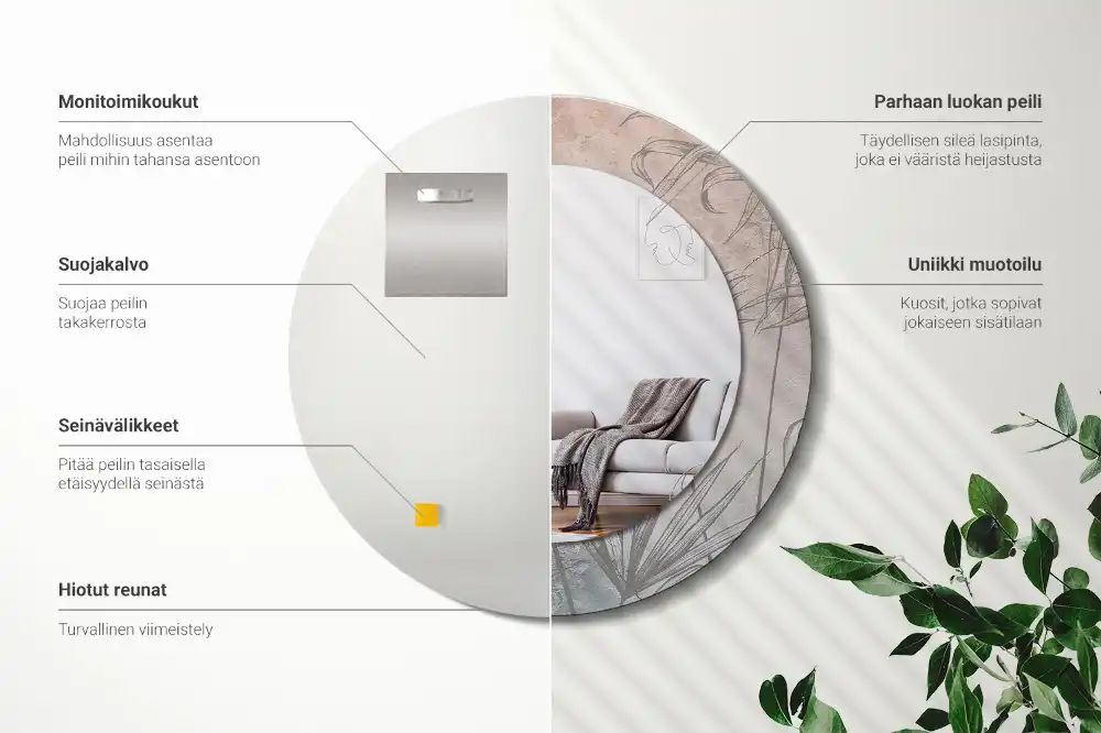 Spiegel mit bedrucktem Rahmen rund Tropische Blumen